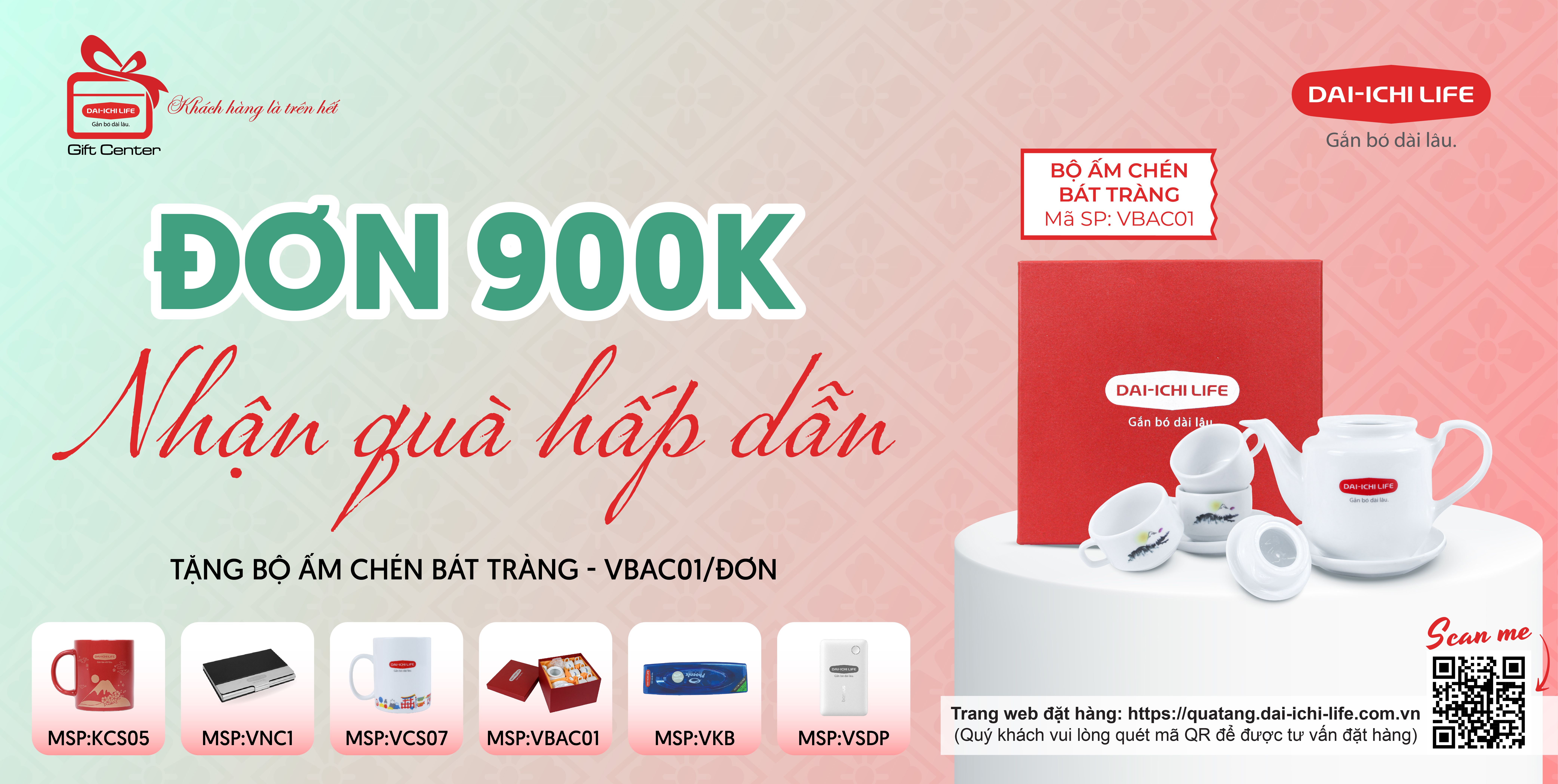 Đơn hàng 900k tặng bộ ấm chén